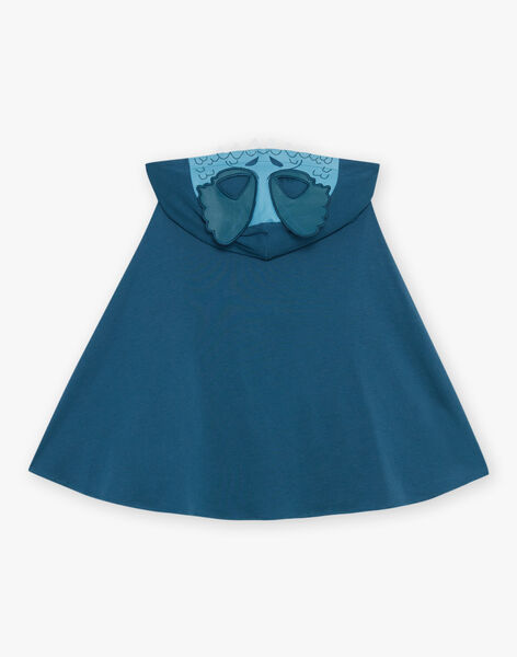 Pyjama deux pièces bleu canard en coton avec cape tête de dinosaure FLORIAGE3 / 23E5PG43PYT714