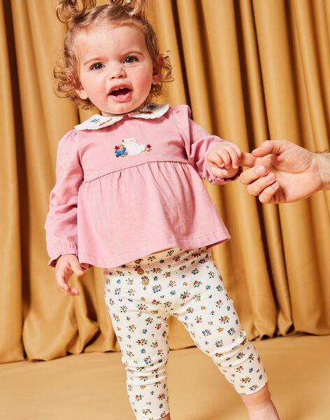 Ensemble blouse rose et legging fleuris DAEMMA / 22H1BFE1ENS309