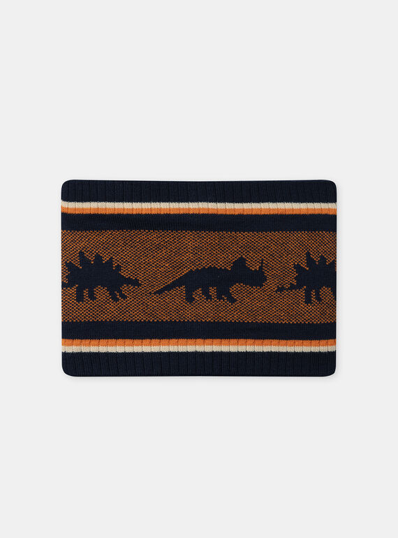 Écharpe en maille bleu foncé et orange dinosaures Garçon NISNOAGE / 25H4PGE1SNOC214