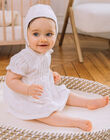 Robe et béguin de naissance blancs à imprimé fleurs FOLINA / 23E0CFT1ROB000