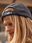 Casquette bleue à imprimé requins FLYTOAGE / 23E4PGR1CHAC226