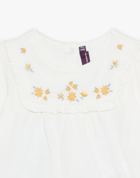 Chemisier écru avec legging et bandeau bleu marine à fleurs 23E1BF81ENS001