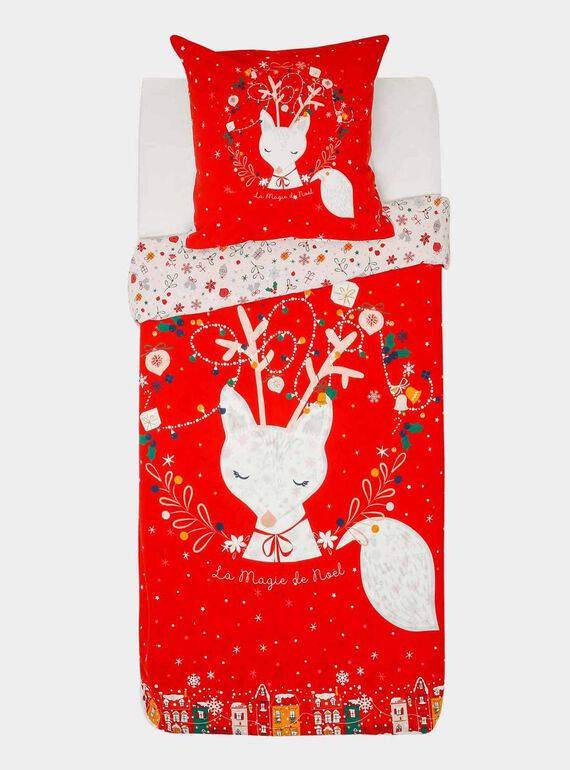 Parure de lit de noël rouge avec taie carrée  SACOUETTE / 19HZENS1PLC511
