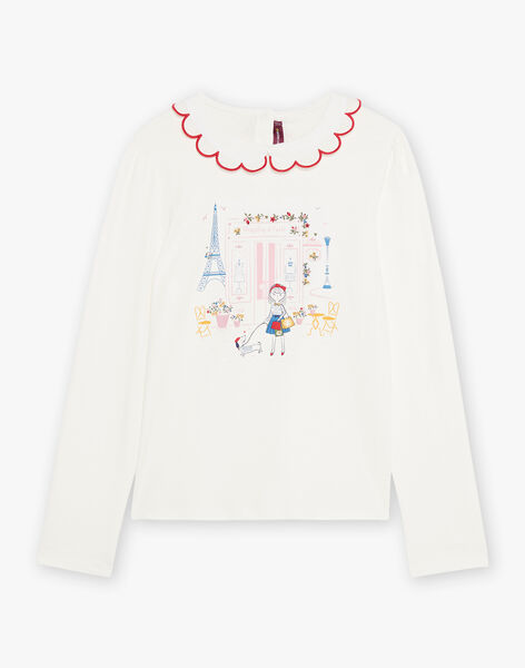 T-shirt écru à motifs parisiens avec broderies DITETTE / 22H2PFE2TML001