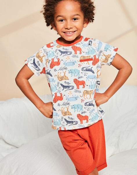 Pyjama écru et rouge à imprimé savane FLODRAGE / 23E5PG35PYJ001