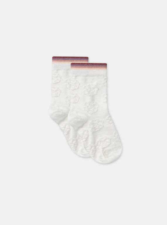 Chaussettes écrues jacquard fleur uni MACHOZETTE / 25E4PF71SOQ001