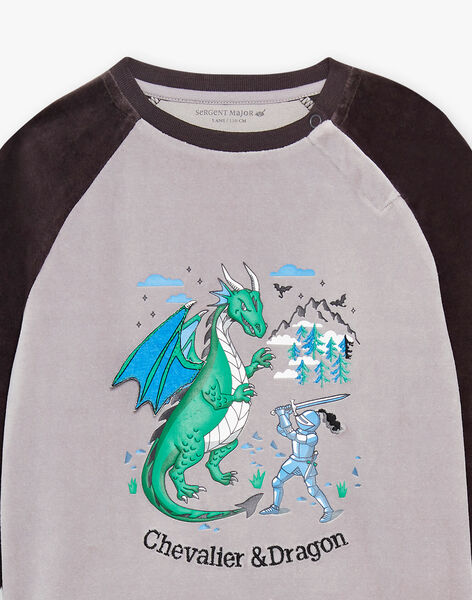 Pyjama gris en velours à animation dragon DECHEVAGE / 22H5PG26PYJ943