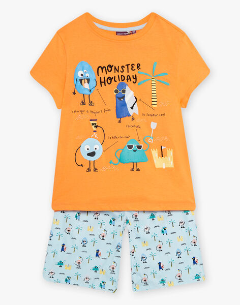 Pyjama orange et bleu à motifs monstres enfant garçon CAMONAGE / 22E5PG56PYJ400