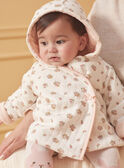 Veste de naissance à capuche écrue en tubique LOELIA / 24H0CF11VES001