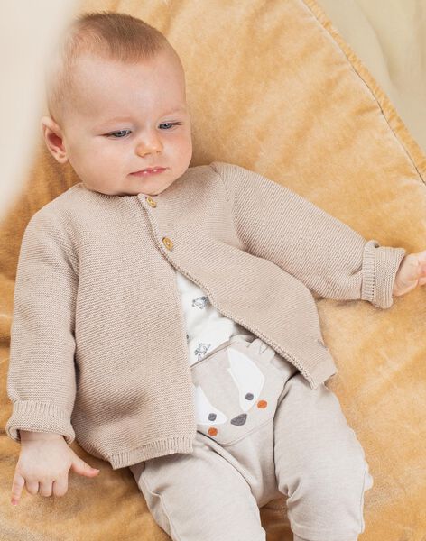 Gilet en tricot beige bébé garçon DOGAN / 22H0CG11GIL007