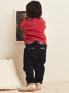 Pantalon noir en velours côtelé nœud bébé fille BAMAELLE / 21H1BFM1PAN090