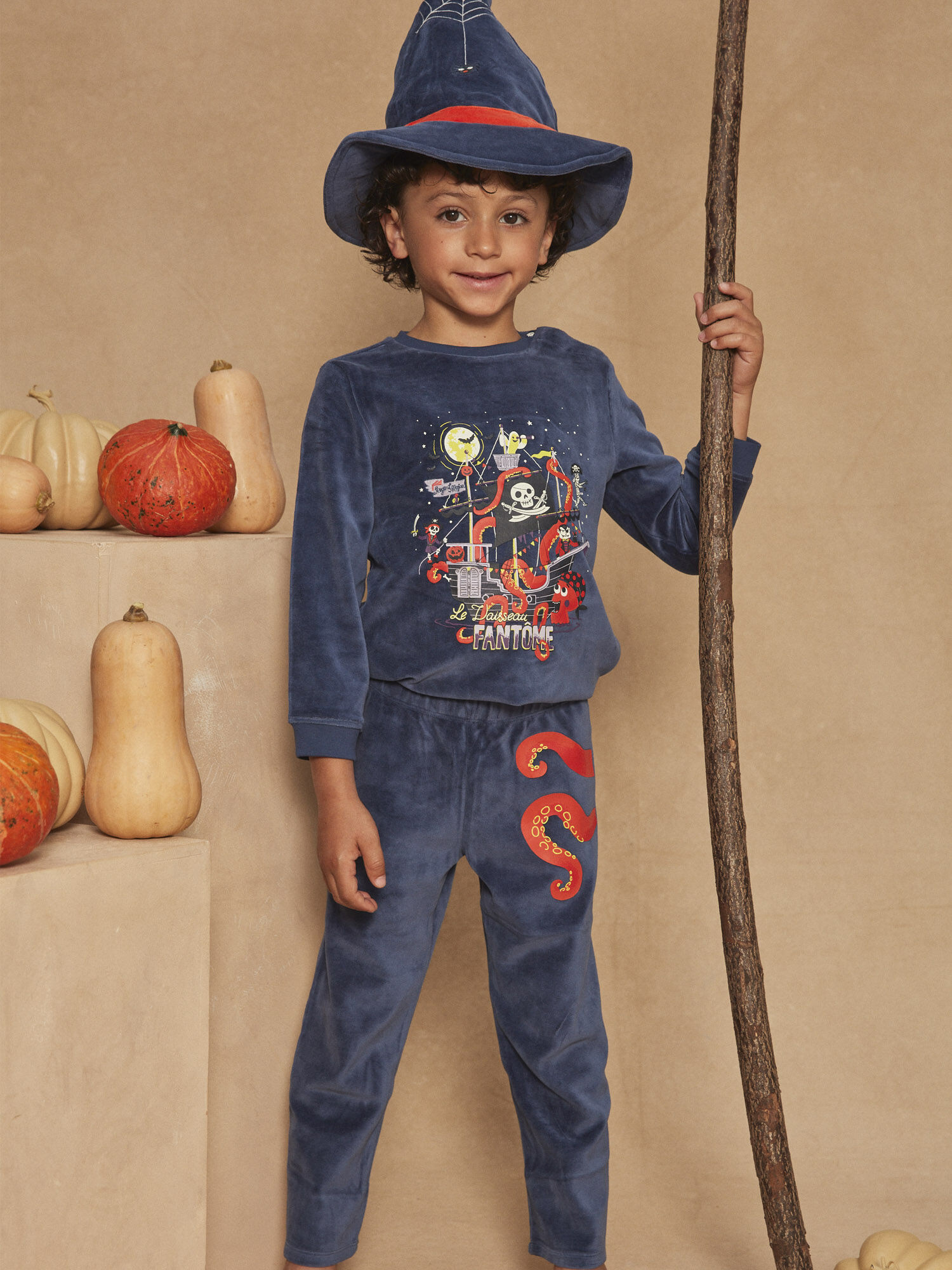 Pyjama et chapeau violet en velours Gar on Sergent Major