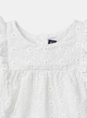 Blouse blanche à broderie anglaise et volants aux épaules Bébé Fille NAERICA / 25H1BFL1CHE001