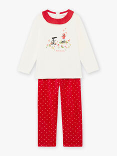 Pyjama rouge et écru en velours avec livre LOUP enfant fille BELOUPETTE / 21H5PFN1PYJ001