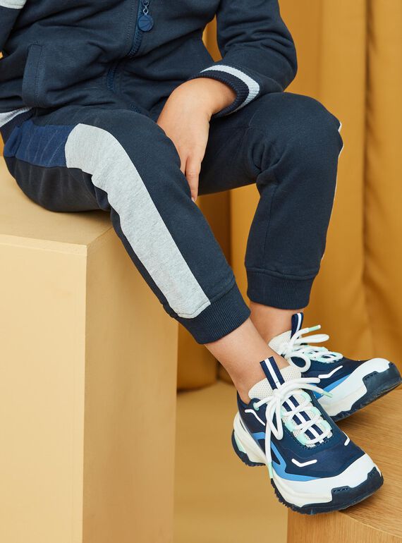 Jogging bleu foncé à détails bleus et gris chiné DICLAGE2 / 22H3PGL2JGB705