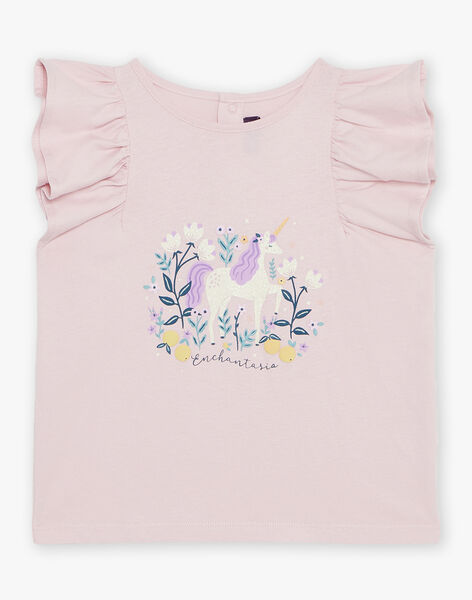 T-shirt lilas à volants et licorne fantaisie FLALICETTE / 23E2PFO1TMCH700