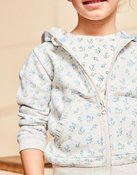 Haut de jogging vanille et bleu à fleurs FRIVIETTE / 23E2PFJ2JGH114