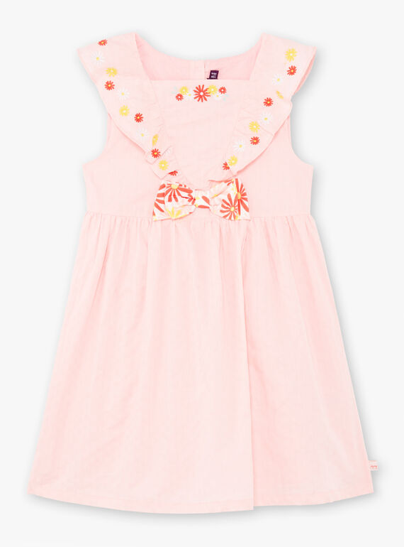 Robe rose sans manches brodée enfant fille TAYEKETTE / 20E2PFZ5ROB312