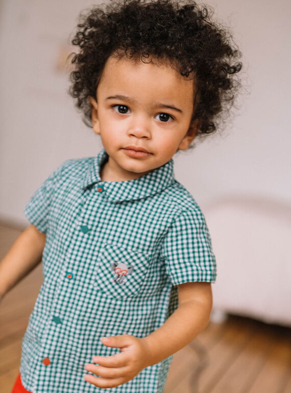 Chemise à imprimé vichy verte et blanche bébé garçon CATARCEL / 22E1BGM1CHMG627