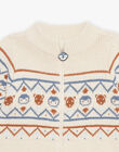 Gilet en tricot à jacquard animaux et motifs fantaisie beige DASICHARD / 22H1BGY1GILA001