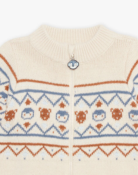 Gilet en tricot à jacquard animaux et motifs fantaisie beige DASICHARD / 22H1BGY1GILA001