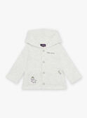 Cardigan en molleton beige chiné à capuche et à broderies animaux fantaisie FAORIS / 23E1BGO1CARA011