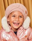 Bonnet rose effet croisé en tricot DRANOUETTE / 22H4PFN3BON309