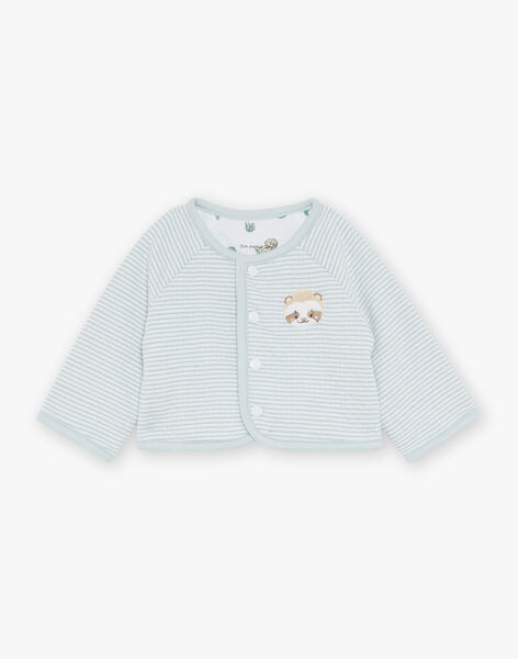 Ensemble grenouillère bleu ciel et gilet écru FORLAN / 23E0NG62ENS614