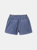 Short bleu à motif fleurs en velours Fille NUSHORETTE / 25H2PFQ1SHO205