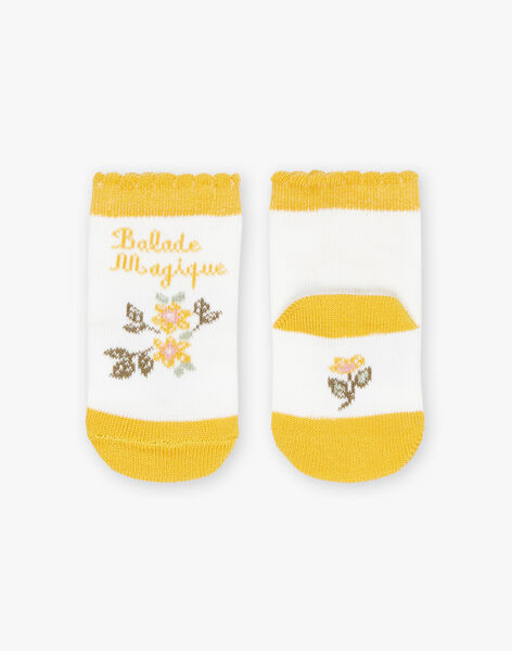Chaussettes en coton jaunes et blanches à motifs fleuris DACHARLOTTE / 22H4BFD1SOQ001
