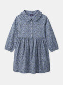 Robe bleu imprimé fleuri à col claudine et manches longues resserées Fille NUTWILETTE / 25H2PFQ2ROB205