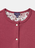 Cardigan rose framboise avec poches fleuries Fille  NIFLECETTE / 25H2PFL1CAR308