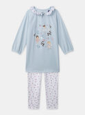 Chemise de nuit bleu clair imprimée fée et legging fleuri Fille NUIZETTE / 25H5PFB1CHN020