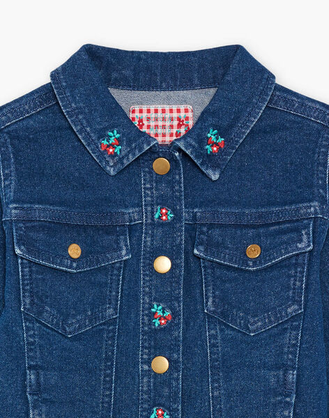 Veste en jean brodée bleu foncé FEVIETTE / 23E2PFB1VESK005