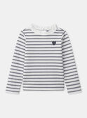 T-shirt blanc à rayures bleu marine avec col et manches longues Fille NIXUBETTE 1 / 25H2PFH1TML001