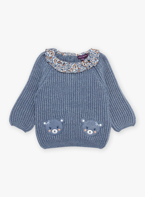 Pull bleu gris en tricot DAROMY / 22H1BFY1PULC206