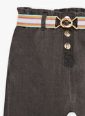 Jean denim gris paperbag et ceinture rayée enfant fille CLODETTE2 / 22E2PFF1JEAK004