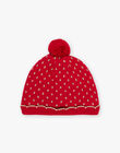 Bonnet rouge en tricot à pois DRADORETTE / 22H4PFN1BON050