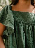 Robe vert sapin à broderies fleuries FUBRODETTE / 23E2PFN1ROBG605