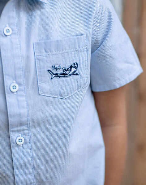 Chemise Manches Courtes Bleue A Fines Rayures Enfant Garcon Achat En Ligne Chemise Sergentmajor