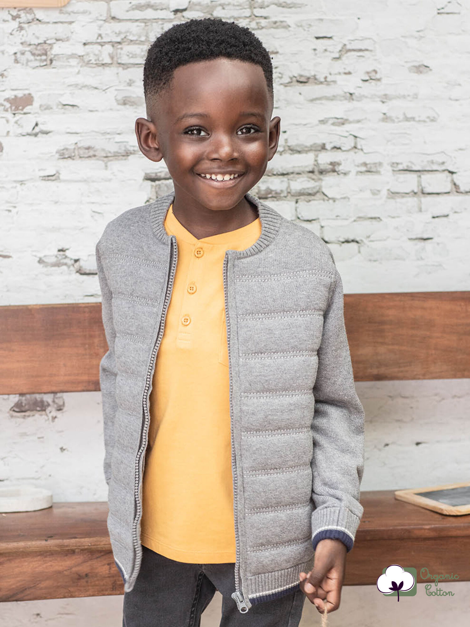 Gilet manches longues en maille gris enfant garcon Garcon Sergent Major