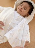 Veste de naissance à capuche en tubique écrue FOLMER / 23E0CM61VESA011