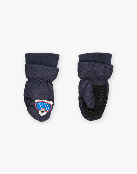 Moufles en twill à motif tête d'animal bleu marine DEBEARAGE / 22H4PGN2GAN703