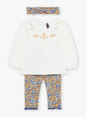 Chemisier écru avec legging et bandeau bleu marine à fleurs 23E1BF81ENS001