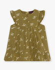 Robe en double gaze de coton à imprimé fleuri kaki DACECILE / 22H1BFD1ROB604