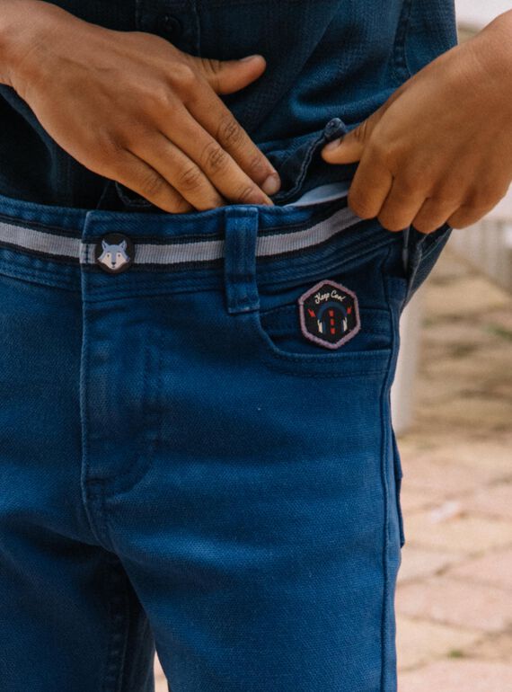 Pantalon slim en twill bleu DABRAGE / 22H3PG51PANC207