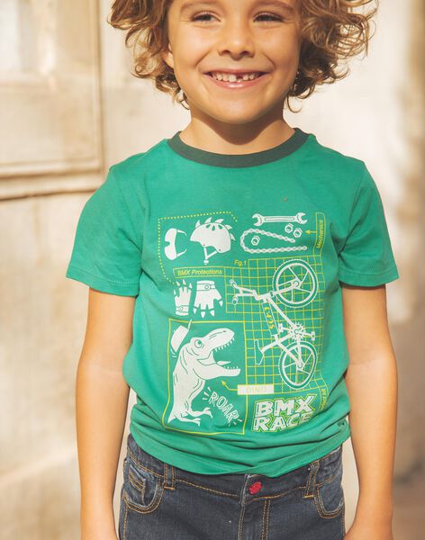 T-shirt vert dinosaure et vélos phosphorescents FEPAGE / 23E3PGB2TMC630