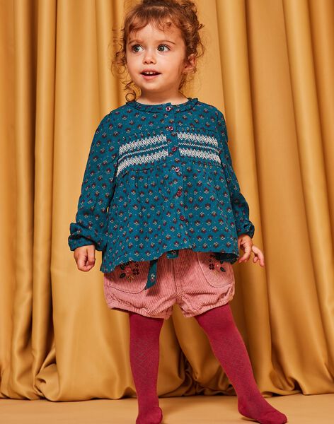 Blouse bleu canard à imprimé fleuri DAMELODIE / 22H1BFU1CHE714