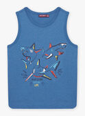 Débardeur bleu motif fantaisie requins enfant garçon CYDEBAGE1 / 22E3PGT1DEBC240