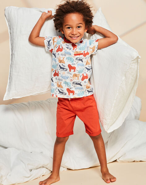 Pyjama écru et rouge à imprimé savane FLODRAGE / 23E5PG35PYJ001